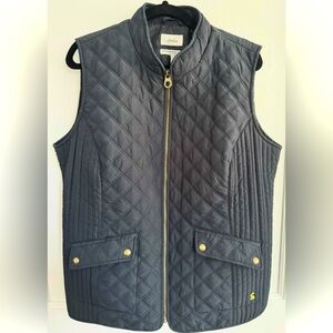 Joules Women’s Quilted Vest  Navy Blue Fully Lined Size 14